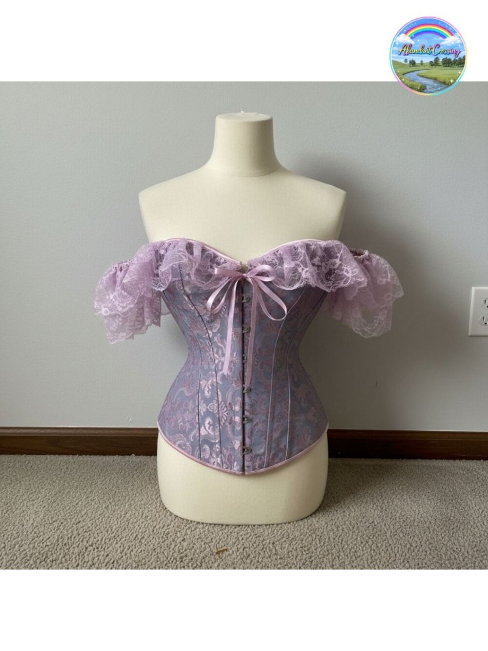 Overbust Corset Top Lace Up Bustier Renaissance Corset with Sleeves